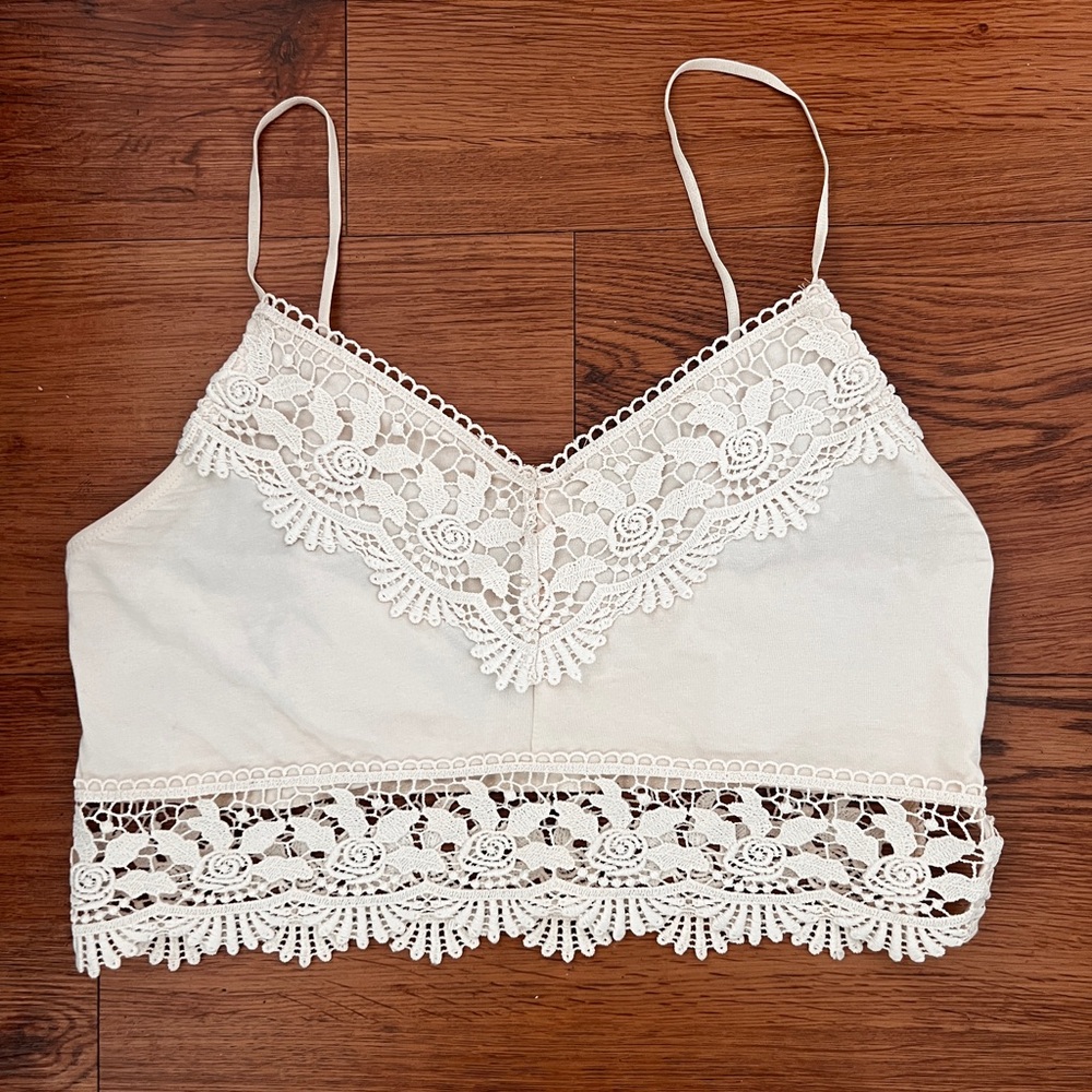 Topshop White Lace Crop Top US Size 6
